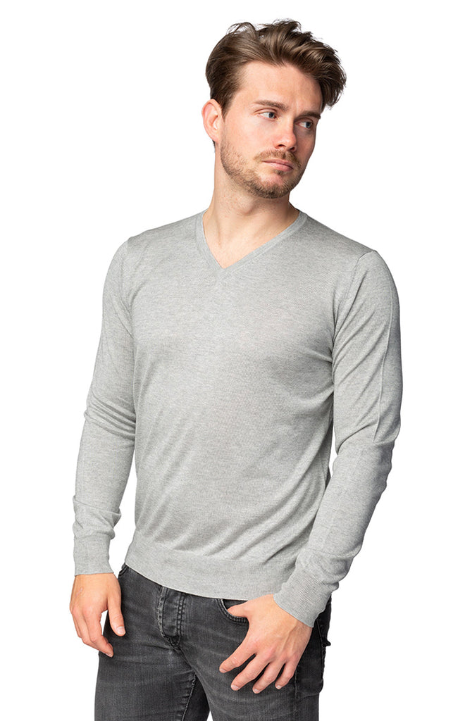 Elegant Men's V-Neck Silk Cashmere Sweater – ONECASHMERE